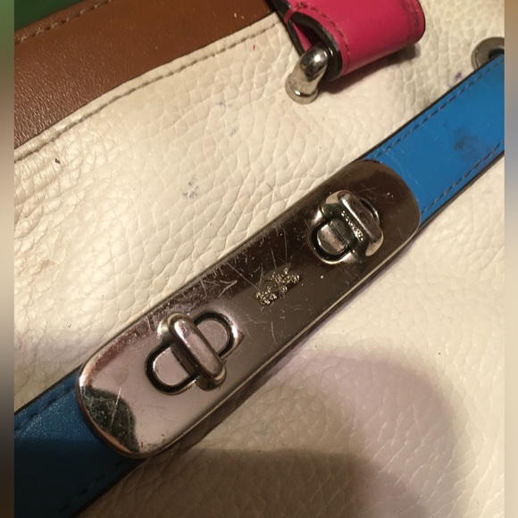 Coach Swagger 27 Carryall Rainbow Colorblock Color Satchel Handbag Purse AS IS - Picture 8 of 16